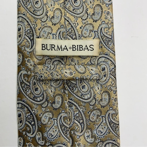 BURMA BIBAS Gold Paisley Woven Silk Tie - Picture 5 of 11